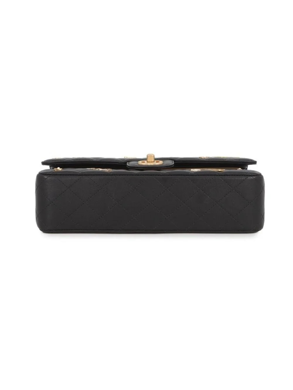 Chanel Chain Shoulder Bag Quilted 25 CC Logo Icon Charm Lambskin Double Black